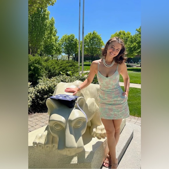 🆕(NWT) LULUs Never-Ending Love Mint Floral Jacquard Sleeveless Mini Dress. XL - Picture 6 of 9